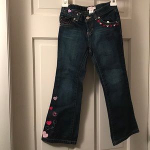 Girls 5T jeans with heart embroidery, Old Navy